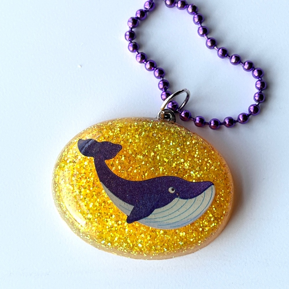 Whale Pendant Necklace with Purple Chain